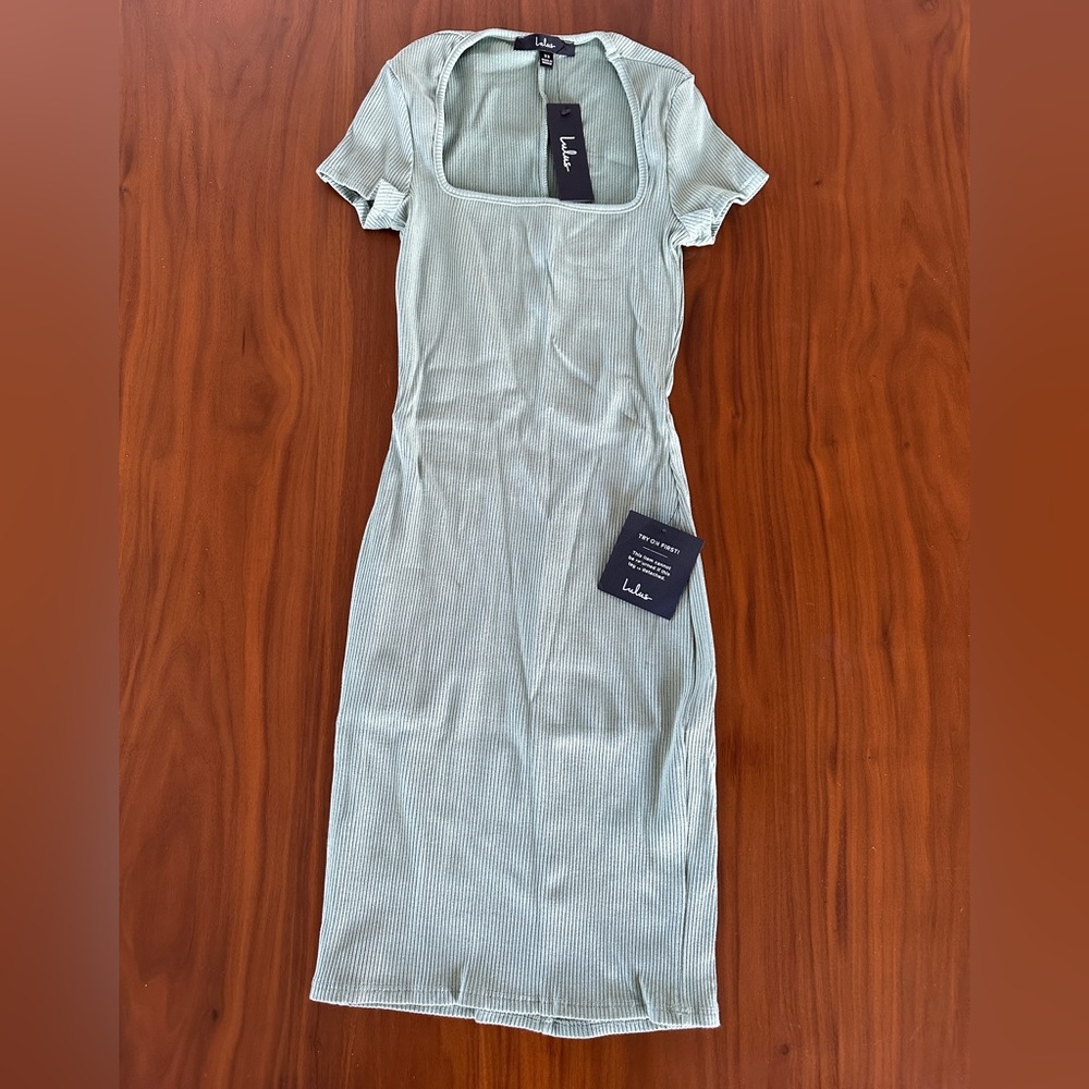 Lulu’s Ribbed Seafoam Green Dress